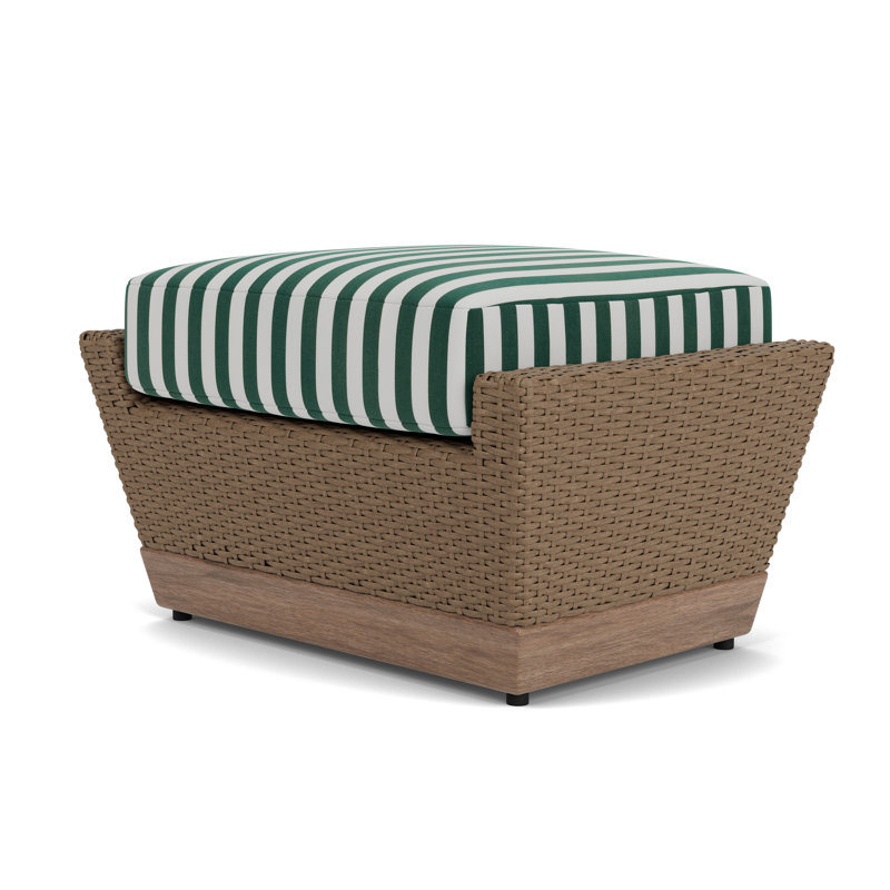 Charisma Rectangle Outdoor Ottoman Patio Ottoman, Safari/White Stripe