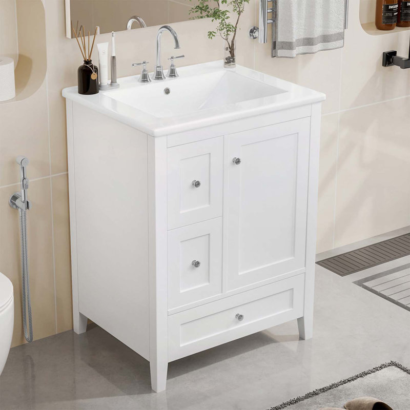 Versatile Bathroom Vanity with Ample Storage and Long-Lasting Quality, White