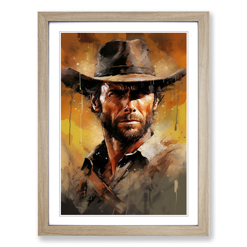Clint Eastwood Action - Framed Print, 46cm H x 34cm W x 2cm D, Oak Framed