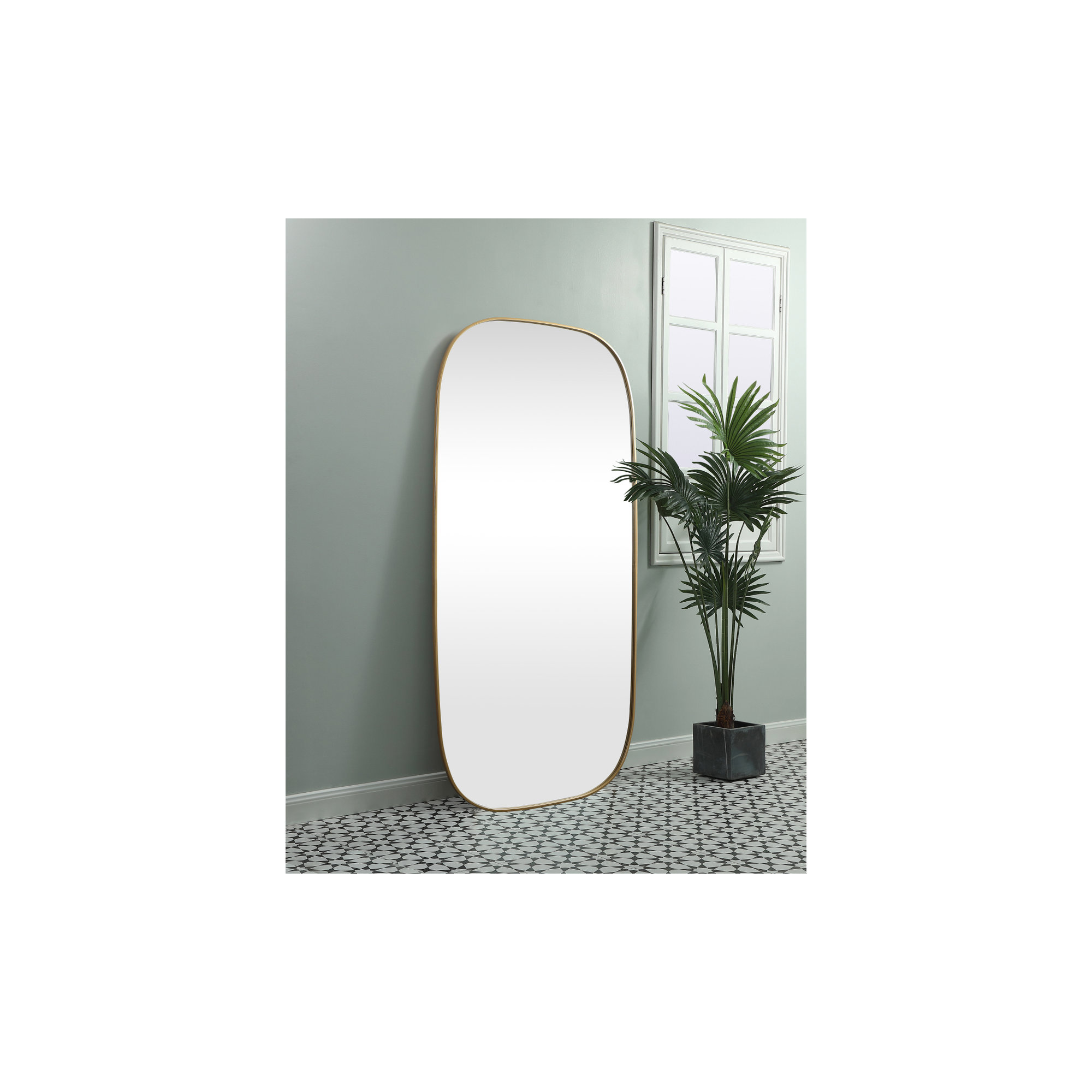 Bertin Metal Oval Wall Mirror, Brass, 60"  x 36" 