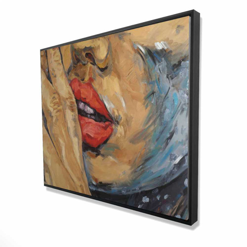 Shushing Lips Closeup - Bedroom Framed Canvas Art, 49.25" H x 61.25" W