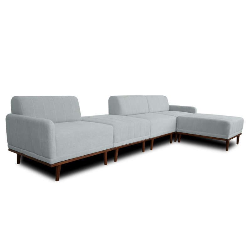Johnathon Sofa & Chaise, Right Hand Facing, Grey Polyester Blend