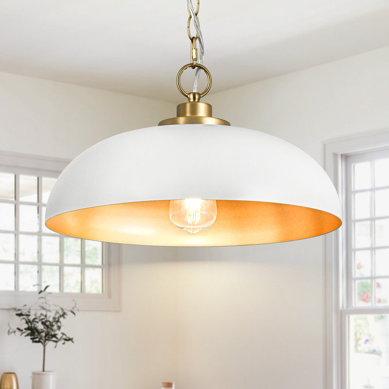 Luminaire suspendu dôme 1 lumière minimaliste, Blanc