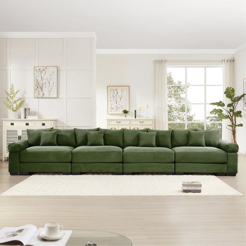 Canapé modulaire surdimensionné de 170 po Cloud, Green, Velours côtelé vert