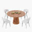Ensemble de salle à manger rond 5 pièces avec table à pied centrale et chaises rembourrées-626328741-626328746