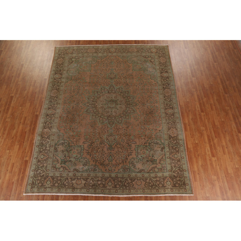 Tapis persan rétro Tabriz noué à la main 10 x 13