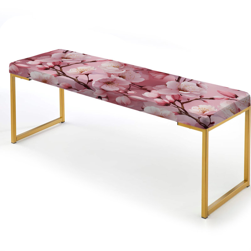 Banc floral rembourré or, Pink Sakura Blossoms Floral I
