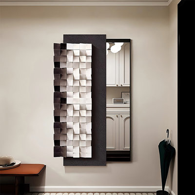 16.14"Minimalist black full-length mirror with sliding mechanism