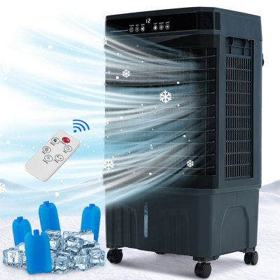 32" Evaporative Air Cooler With Remote, 3-In-1 Humidifier Indoor/Outdoor, Black