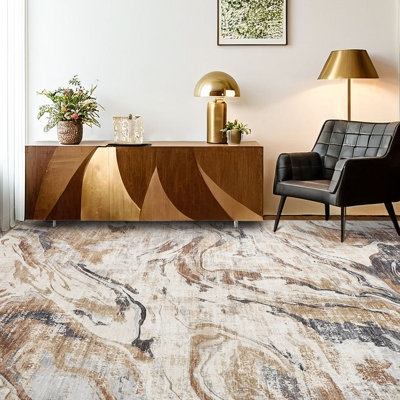 Modern Abstract Area Rug 5x7 Rug for Living Room Machine Washable Floor Carpet Non Slip Vintage Rug Foldable Rug for Bedroom Dining Room Kitchen Brown