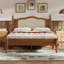 Lit plateforme en bois exquis avec tête de lit en rotin naturel pour un sommeil de rêve-68393265-68393266