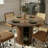 5-piece Round Pedestal Dining Set With Cane Back Cantilever Chairs-1701881424
