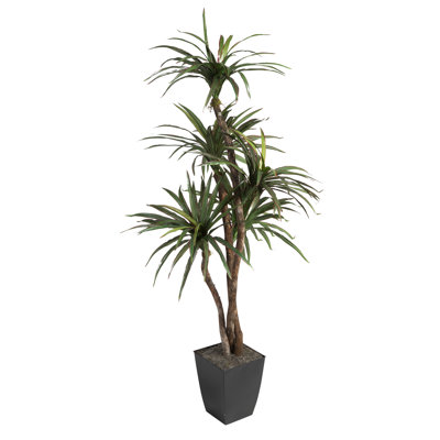 72'' Faux Dracaena Tree in Metal Planter