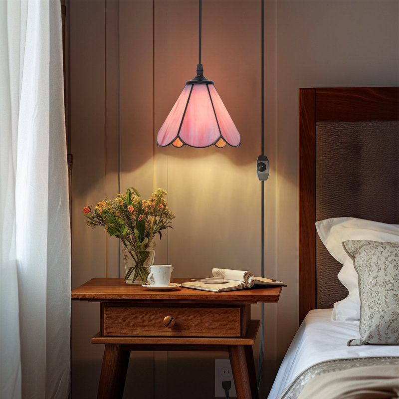 1 luminaire suspendu suspendu de 7 pouces, Rose