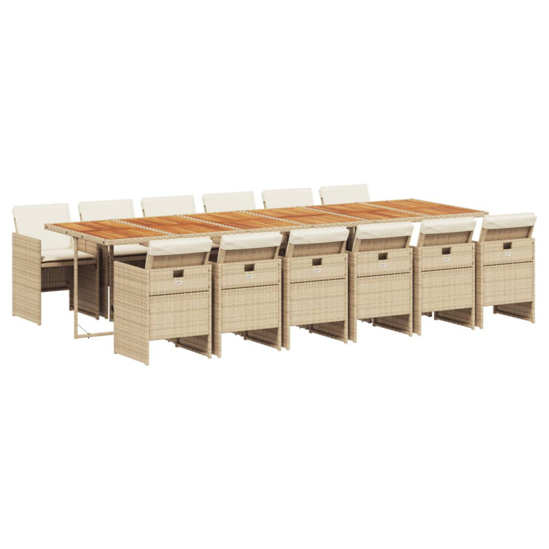  Ensemble de salle à manger de patio 12 pièces beige et brun