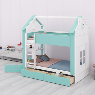 Space-Saving House Bed with Built-in Storage and Light Strip