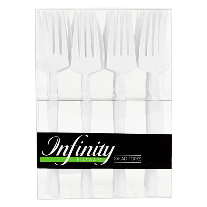 Fourchette à salade jetable en plastique blanc Ecoqualité de la collection Infinity 64 invités