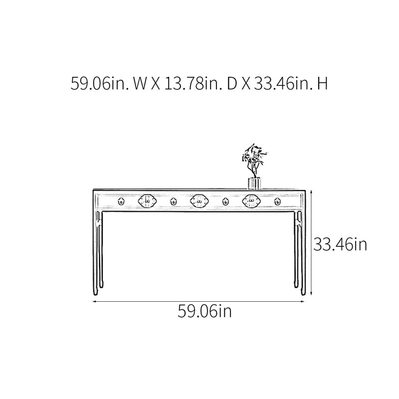 Retro Classical Minimalist Console Table, 33.46" H x 59.06" W x 13.78" D