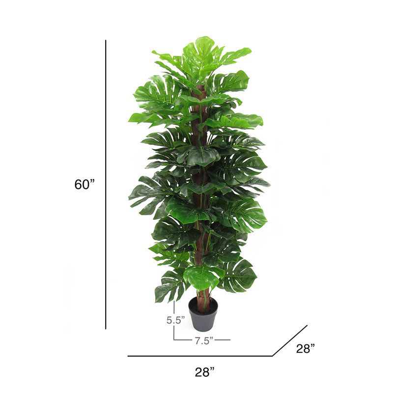 60" Artificial Split Leaf Philodendron Monstera Tree with Coco Bark in Pot