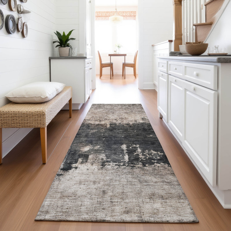 Tapis abstrait lavable à la machine Premium AMF1215, Tapis de couloir 2 pi 3 po x 7 pi 6 po