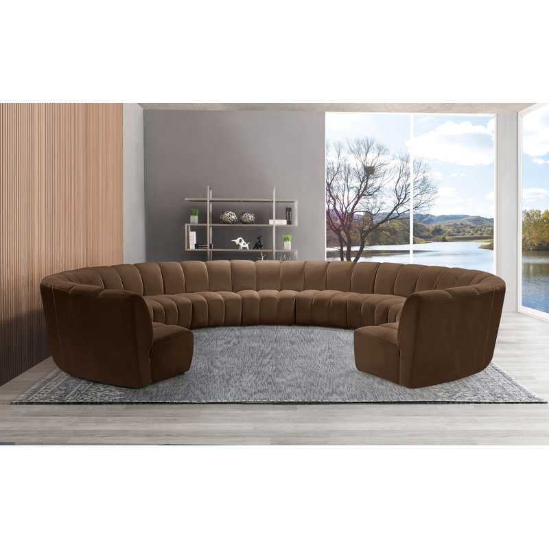 Canapé modulaire en velours Infinity, Velours brun, 11 pièces