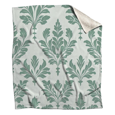 Green Leafy Damask Blankets