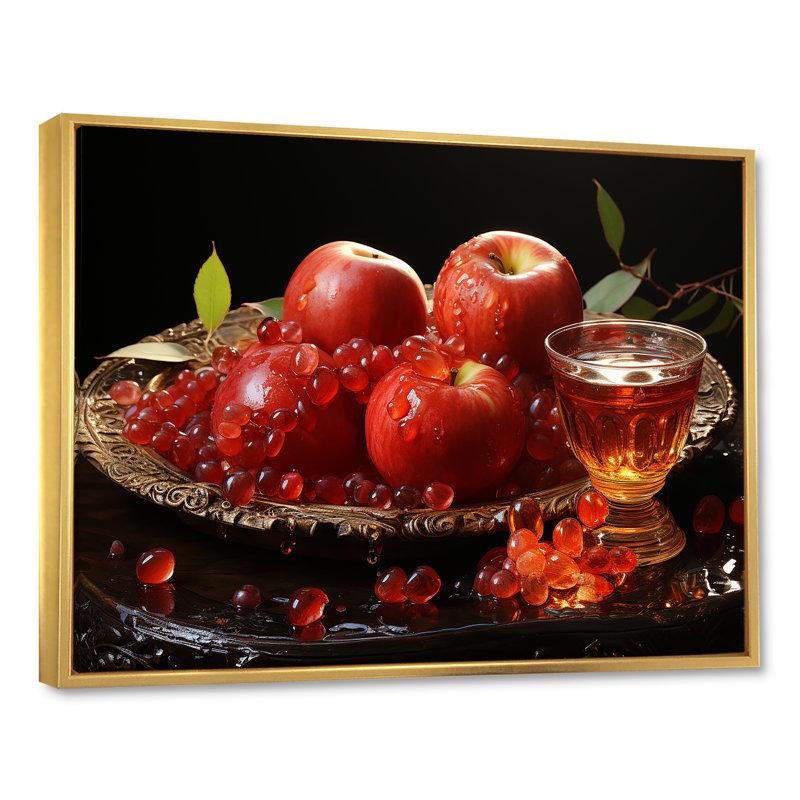 «Judaism Rosh Hashanah Apple Radiance I», reproduction sur toile, Cadre flottant doré, H 12 po x l 20 po x P 1 po