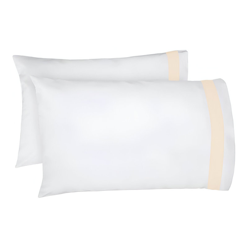 400TC Cotton Sateen Border Frame Cotton 4 Piece Sheet Set Fitted Sheet Fits Upto 16" Deep Pocket, Full Sheet Set, Ivory