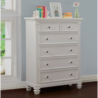 Commode 6 tiroirs Elleshia blanc pur