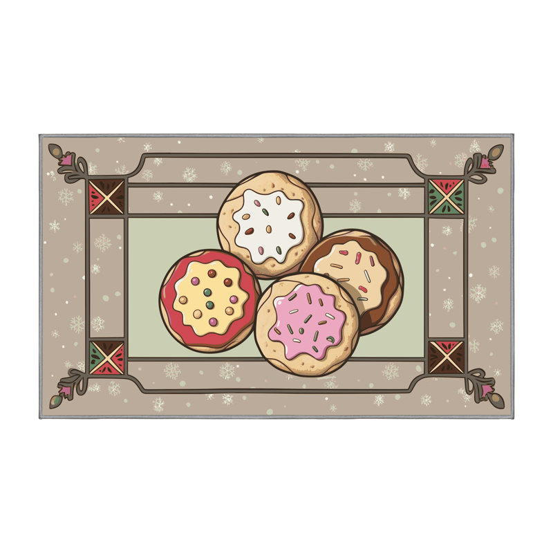 Tapis de vacances The Holiday Aisle® Cookies, Rectangulaire 2 pi x 3 pi