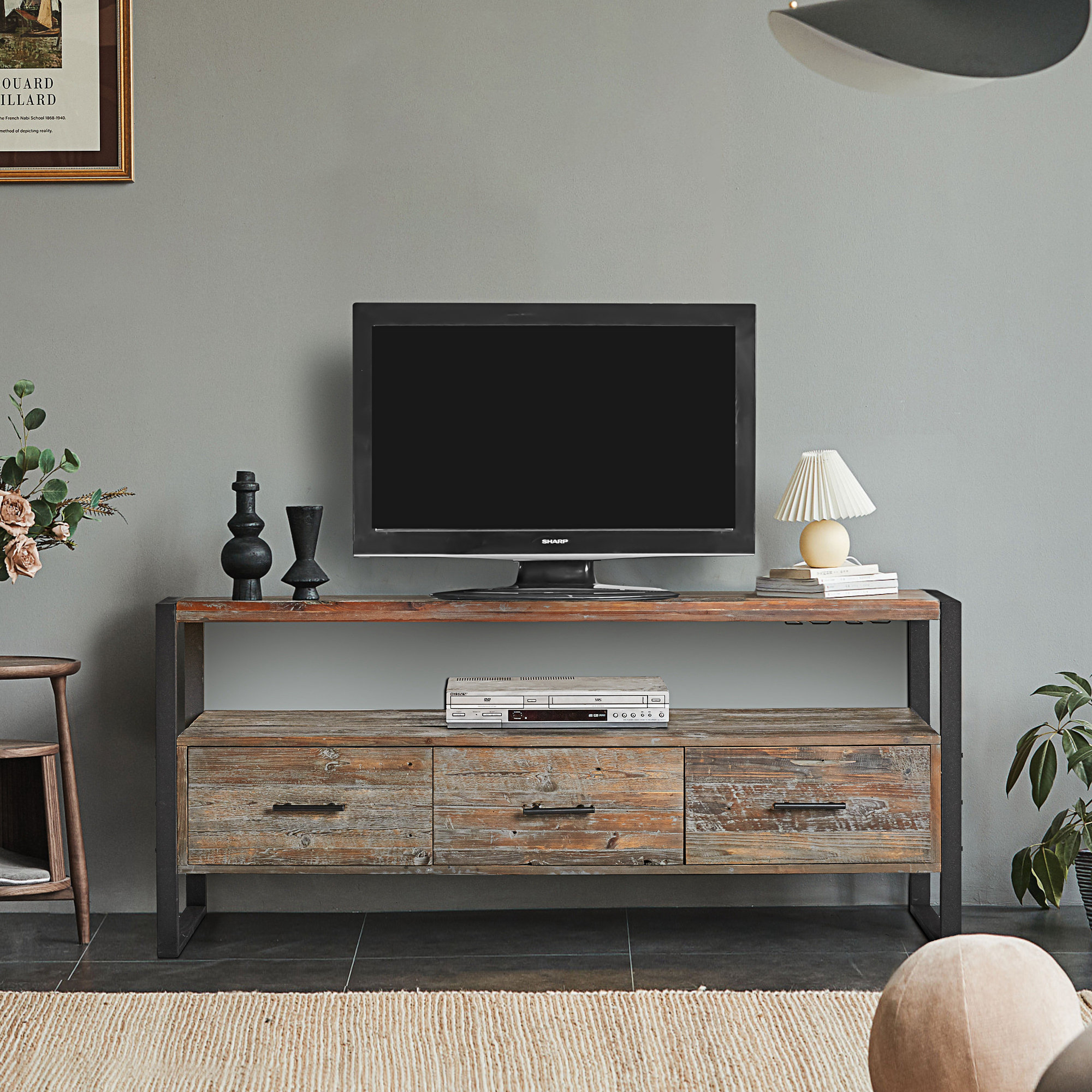 17 Stories Dallyn 60" Media Console, TV Console table with 3 Drawers ...