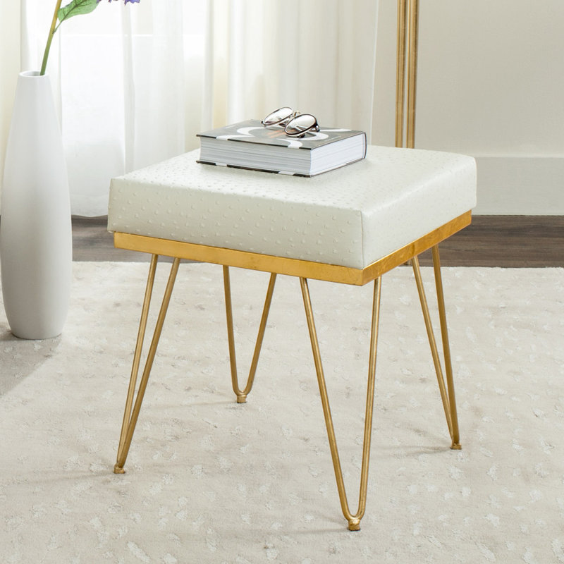 Chalandra Nickel Accent Stool, Cream