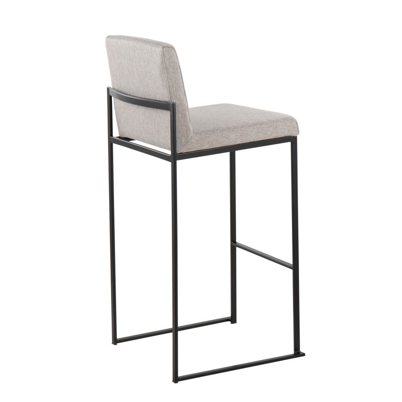 Tabouret de bar contemporain à haut dossier, Noir, Gris clair, 2