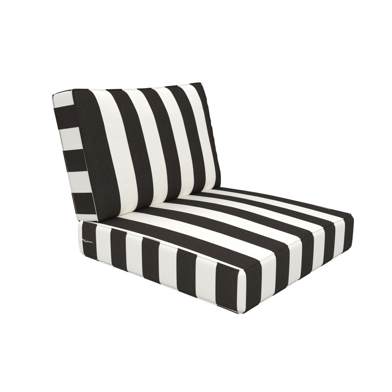 Coussin de chaise Sunge, Cabana classique à rayures noires Sunbrella®, 24 po x 24 po