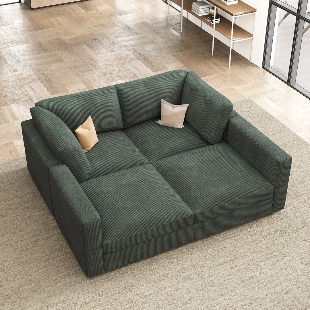 Bouley Modular Corduroy Sectional Sofa U-shaped Cloud Couch Ebern Designs Body 