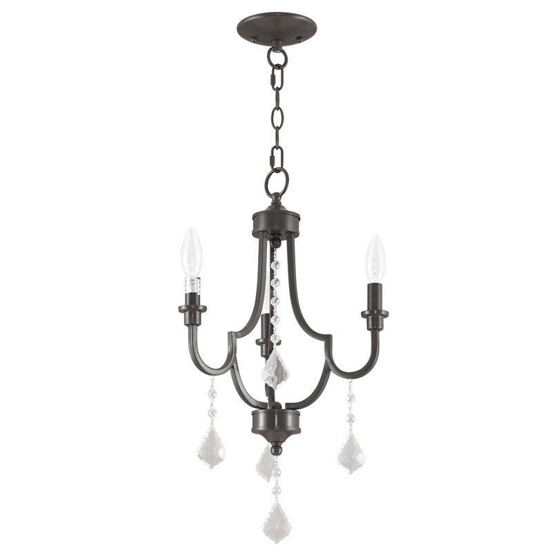 Lustre classique à 3 lumières de style bougie avec détails en cristal Danaleigh, Bronze anglais