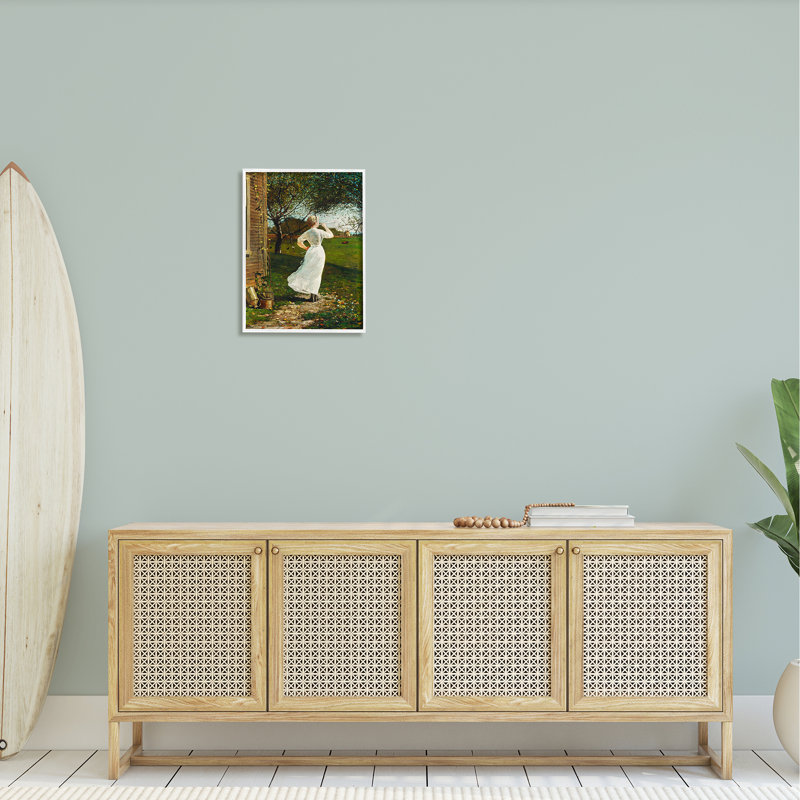 Femme classique instrument rustique, H 20 po x l 16 po x P 1,5 po, Giclée encadrée blanc bord de mer