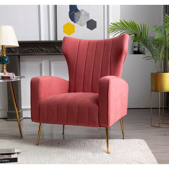 Etta Avenue™ Floreal Velvet Wingback Chair & Reviews | Wayfair