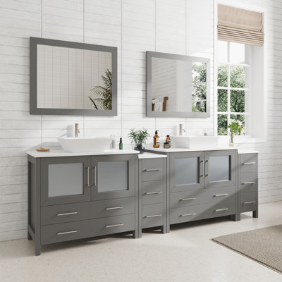  Ensemble de meuble-lavabo double encadré 96 "avec miroir