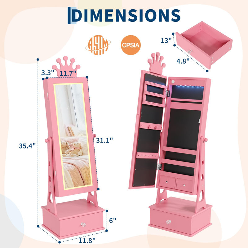 Armoire à bijoux pour enfants Eiffel Tower, Pink