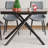 Modern Rectangle Expandable Dining Table With Retractable Leaf,Sandblasted Glass Top & Carbon Steel X-Base, Sturdy 4-6 Person Table For Small Spaces