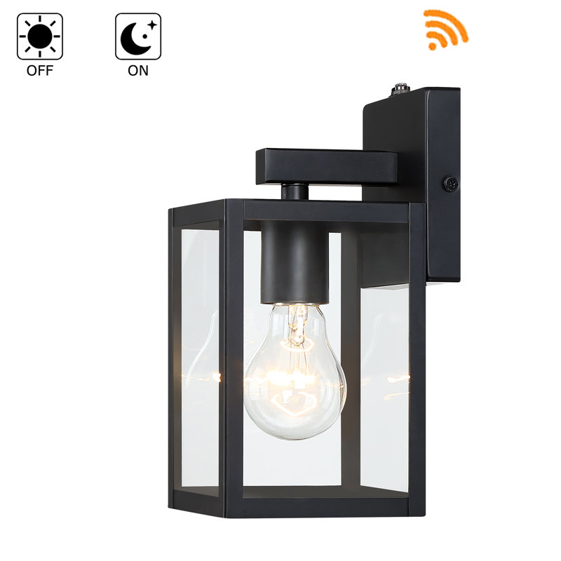 Applique murale d'extérieur 1 lumière avec crépuscule à l'aube, Noir mat, H 9,9 po x l 4,6 po x P 5,5 po