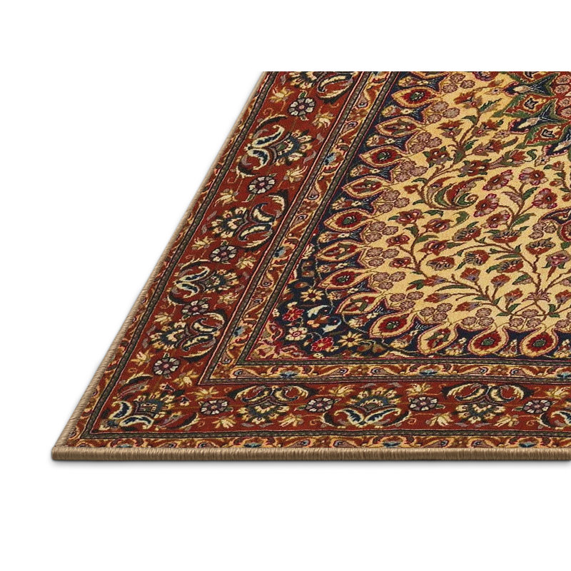 Tapis brun/beige traditionnel Fluharty, Rectangle 4 pi x 6 pi