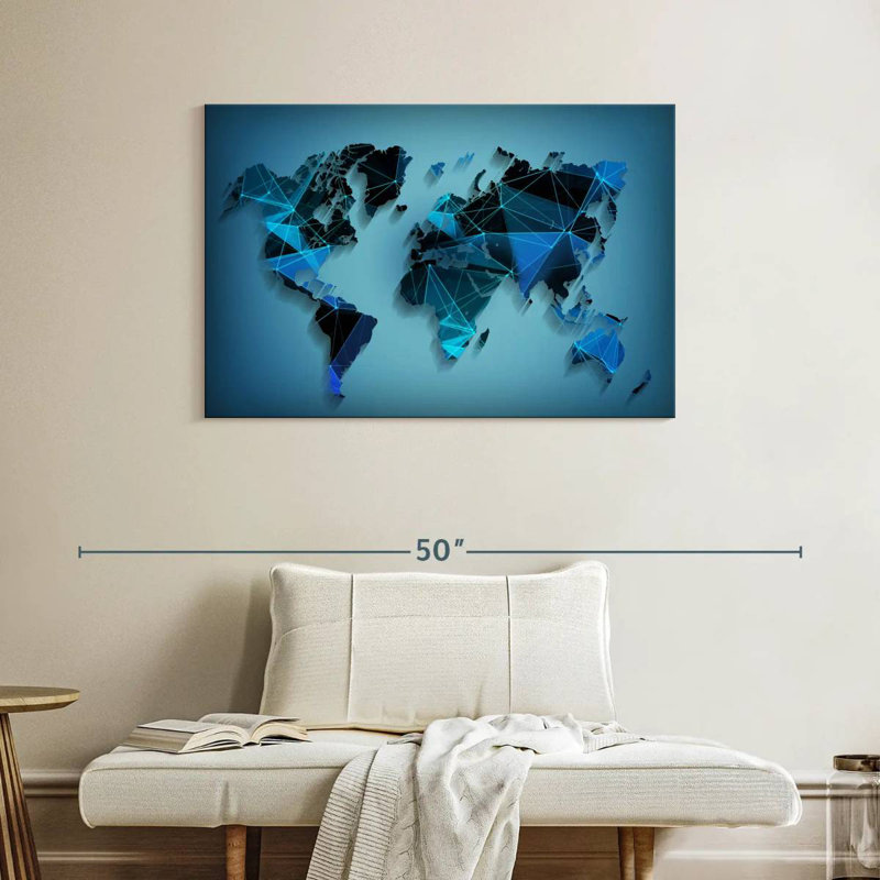 Aliaz Network Technology World Map, 26" H x 39" W