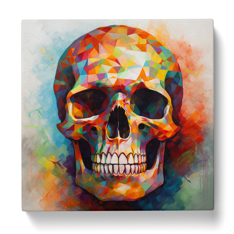 Skull Color Field Painting - Wrapped Canvas - Framed Print