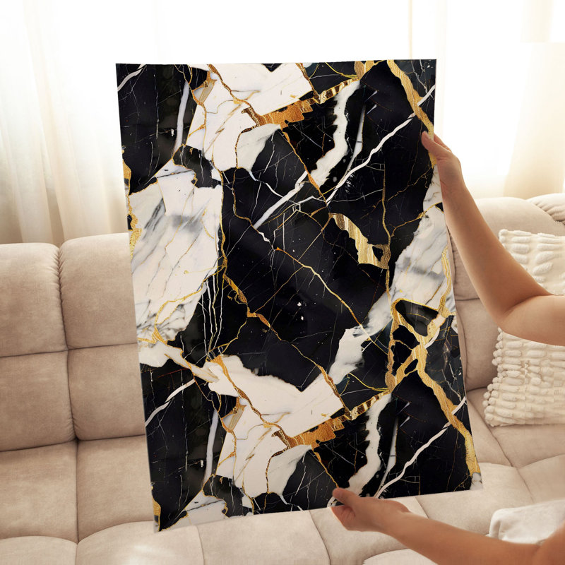 «Abstract Geode Black», reproduction d'art moderne sans cadre, H 30 po x l 20 po