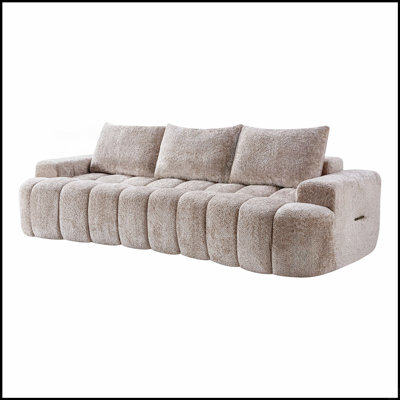 Modern Oversized Curved Front Boucle Sectional Sofa with High Resilience Foam for Spacious Living Room Comfort