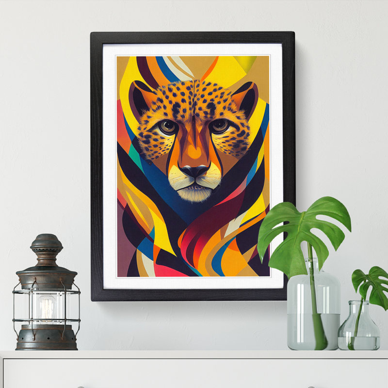 Colourful Cheetah - Single Picture Frame Print, Black Framed, 64cm H x 46cm W