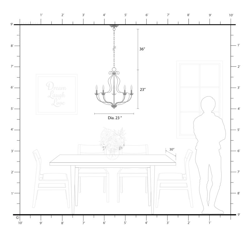 Mallory 5 - Light Dimmable Chandelier, Black