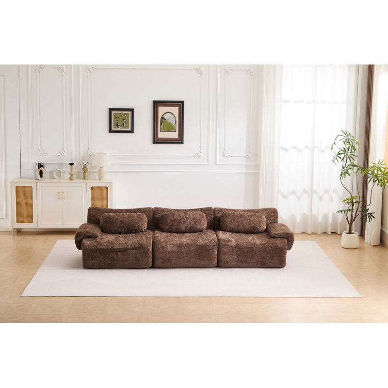 Canapé modulaire à compression sans assemblage requis, Chocolate Velvet, 27.6" H x 113.9" W x 39.8" D